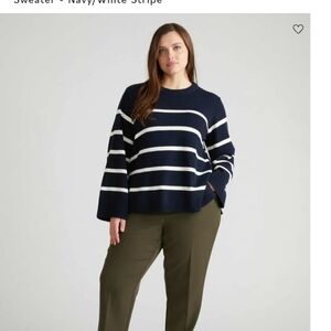 Navy Striped wide sleeved sweater, Universal Standard, XL, 26/28